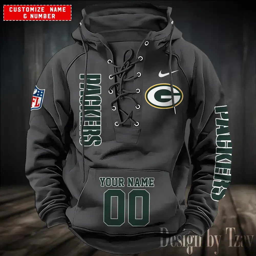 Green Bay Packers Men Hooded Lace up Hoodie For Men