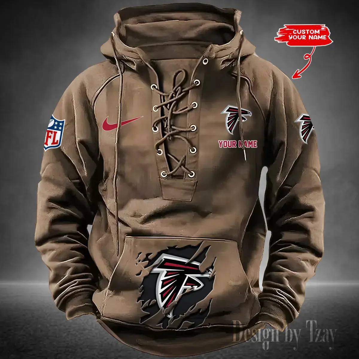 Atlanta Falcons Men Hooded Lace up Hoodie
