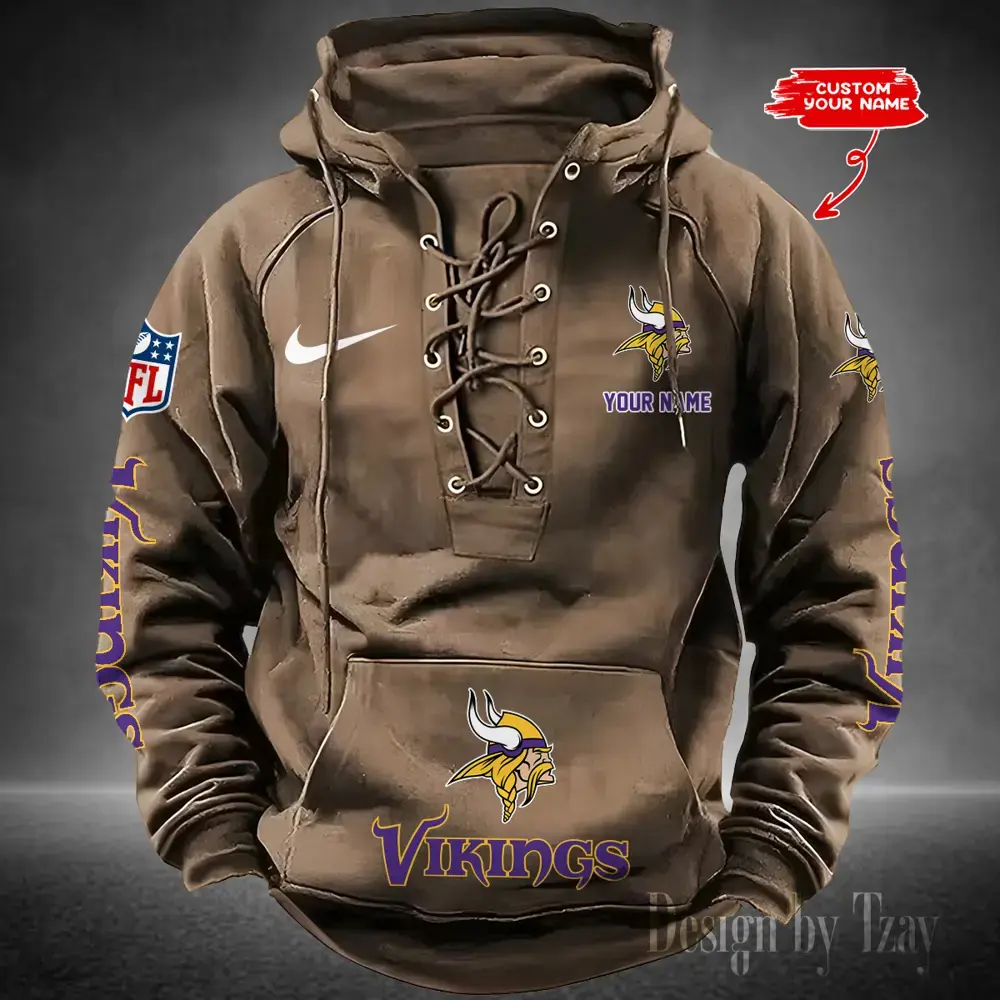 Minnesota Vikings Men Hooded Lace up Hoodie