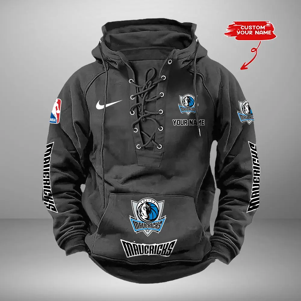 Dallas Mavericks NBA Retro Lace Up Hoodie Personalized Mens Vintage