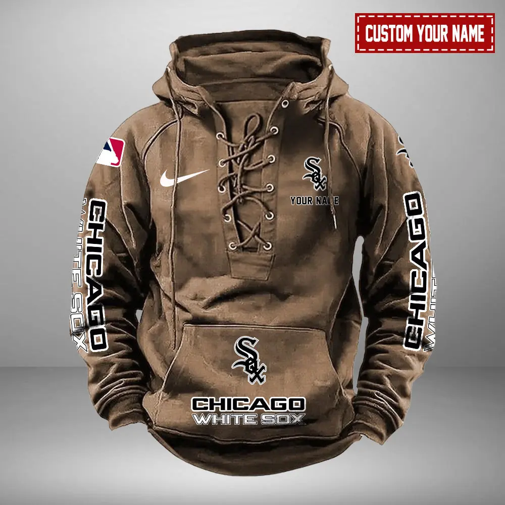 Chicago White Sox MLB Retro Lace Up Hoodie Personalized Mens Vintage