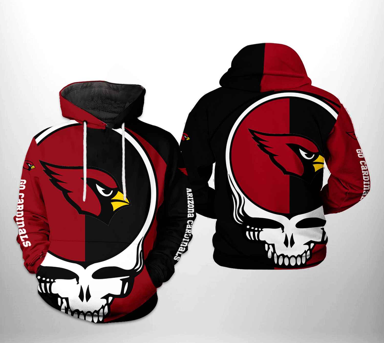 Arizona Cardinals Skull 3D Hoodie For Women