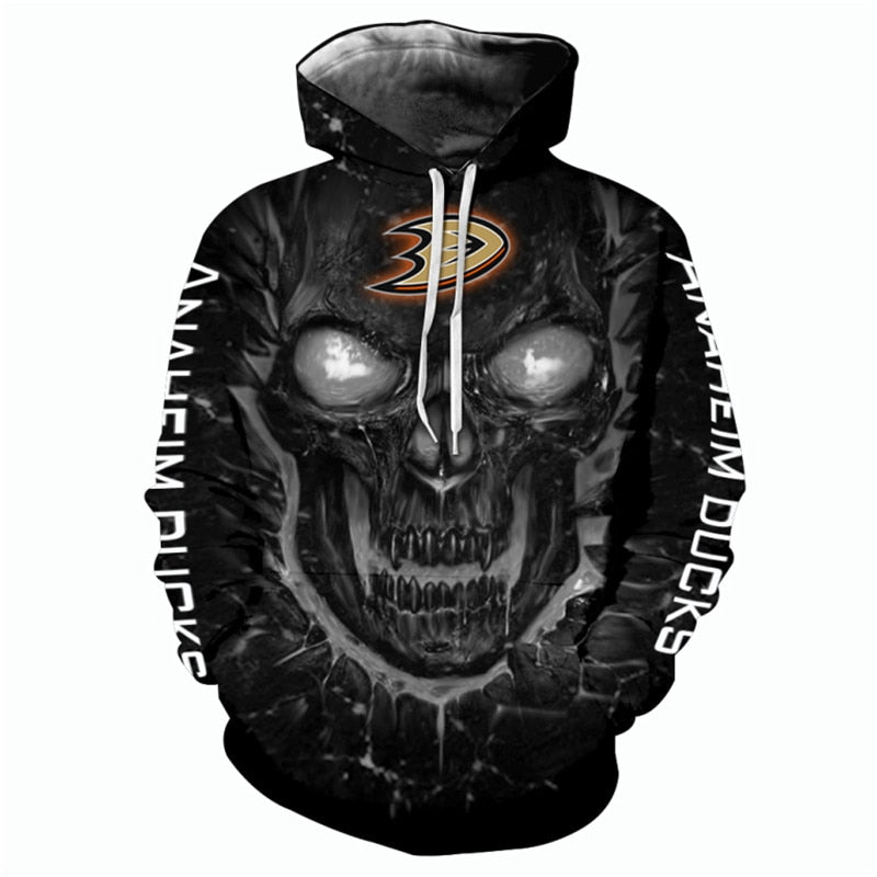 Anaheim Ducks Cheap Skull Hoodie