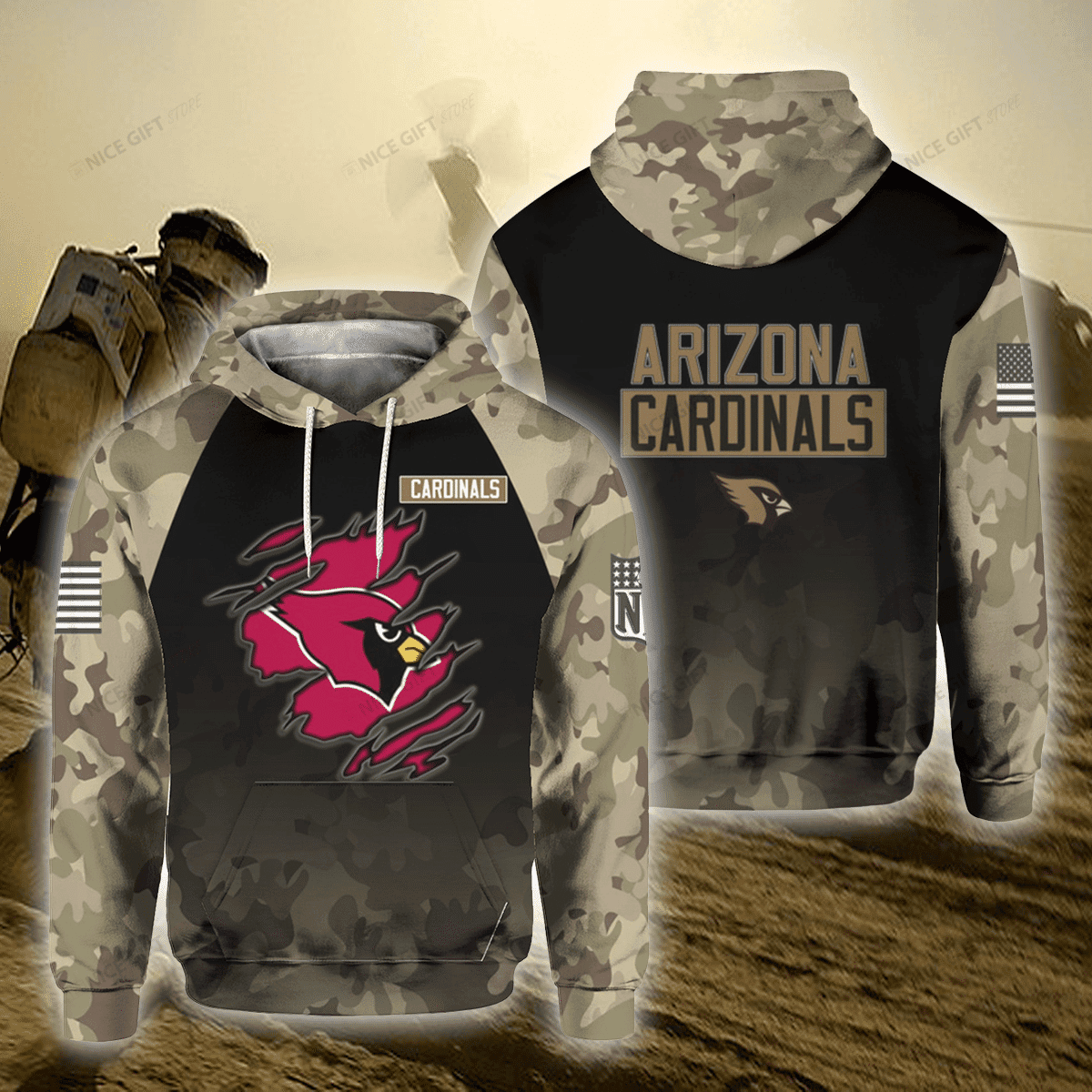 Arizona Cardinals Camouflage Unisex Hoodie