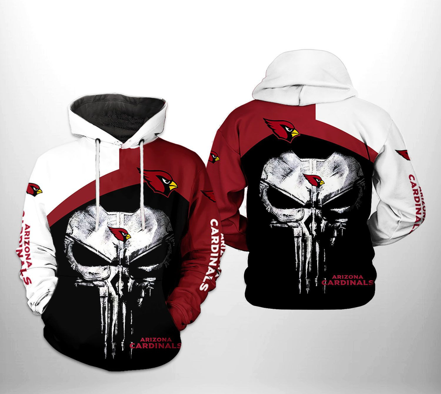Arizona Cardinals Skull Punisher Team Hoodie