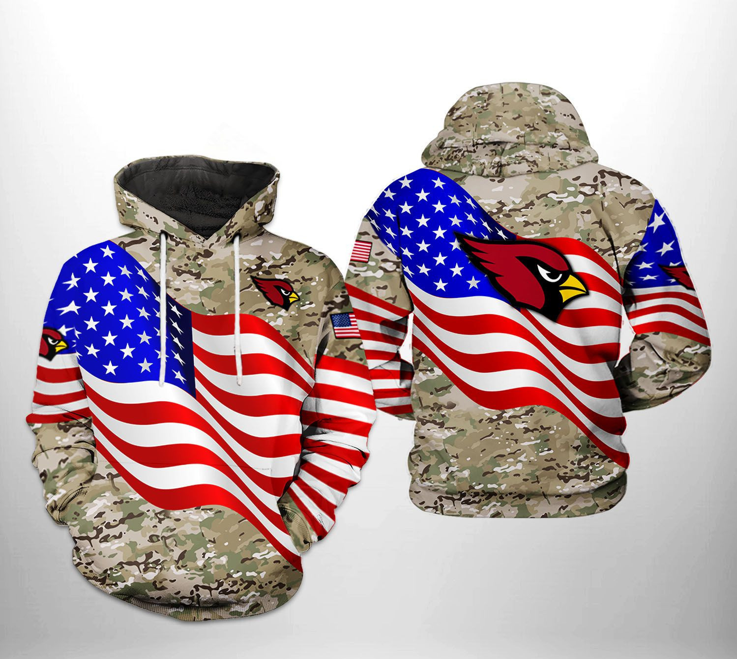 Arizona Cardinals US Flag Camo Veteran Team Hoodie