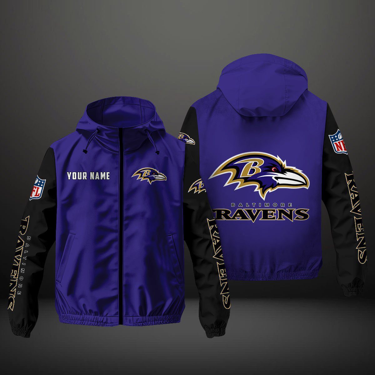 Baltimore Ravens NFL Personalized Windbreaker Outdoor Jacket