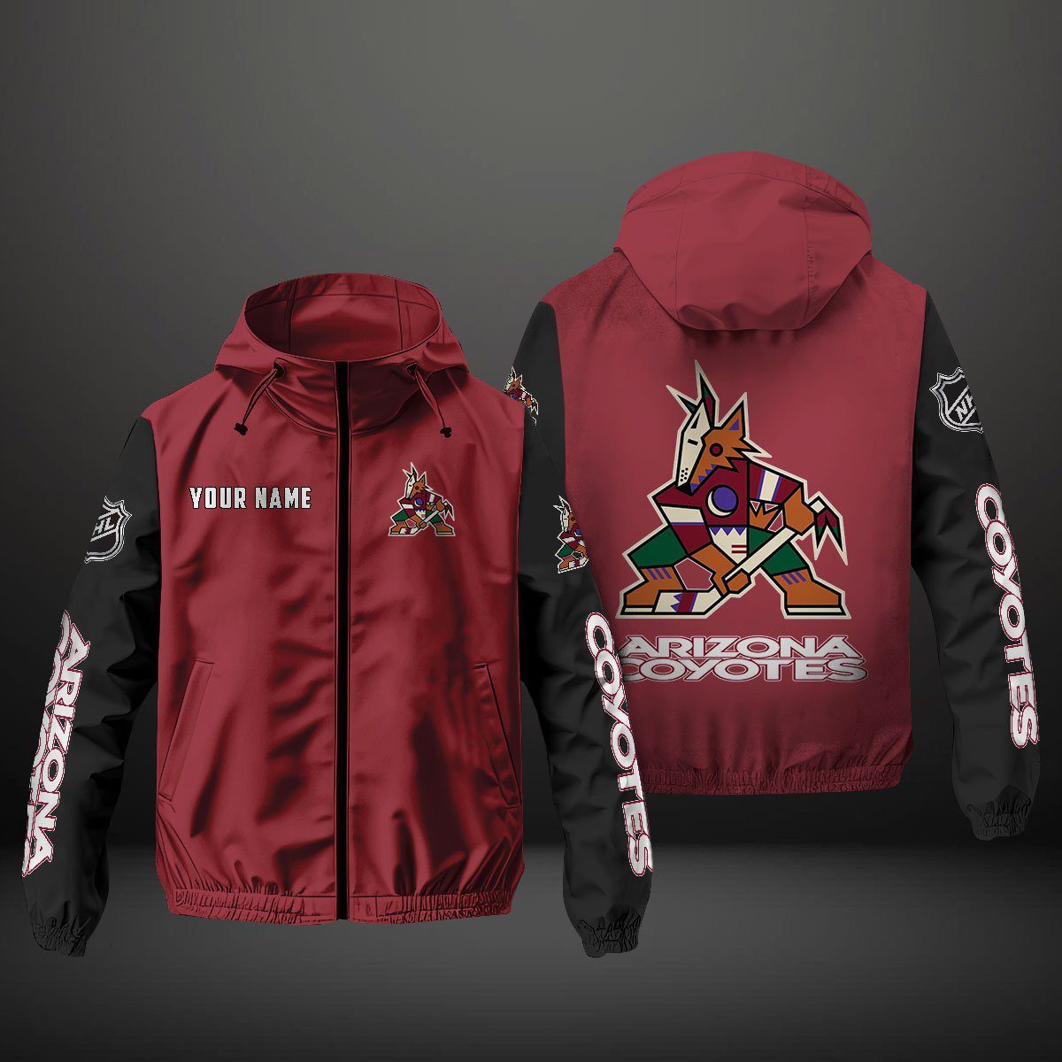 Arizona Coyotes NHL Personalized Windbreaker Outdoor Jacket