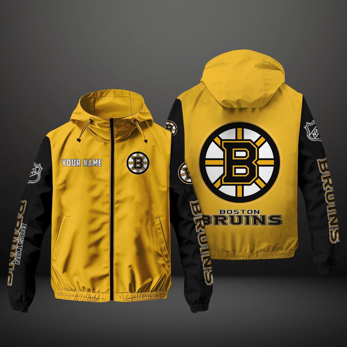 Boston Bruins NHL Personalized Windbreaker Outdoor Jacket