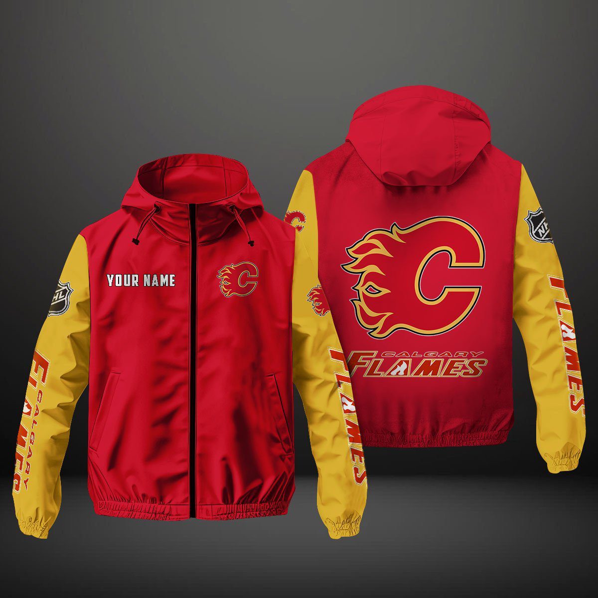 Calgary Flames NHL Personalized Windbreaker Outdoor Jacket