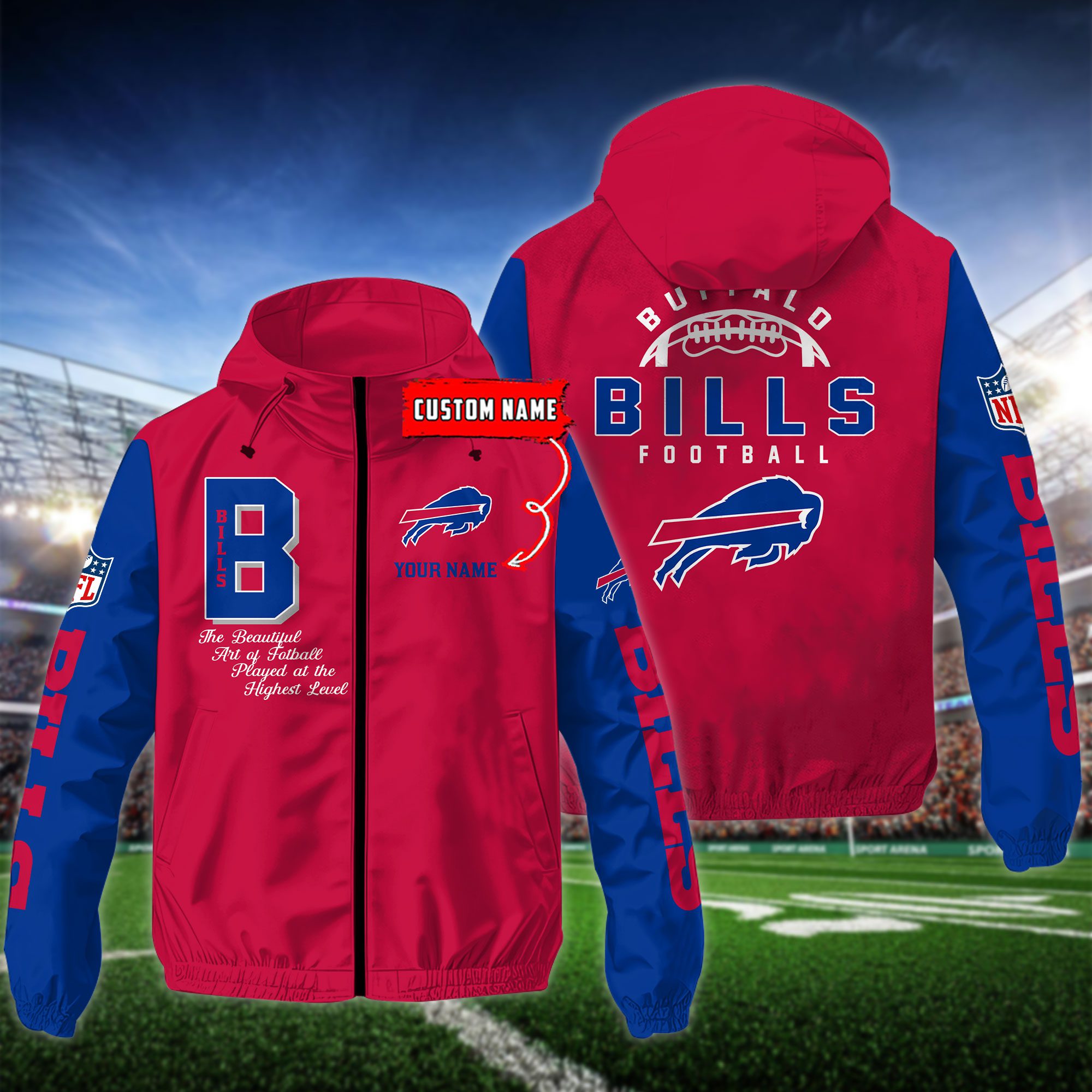 Buffalo Bills Personalized NFL Men Windbreaker Jacket 