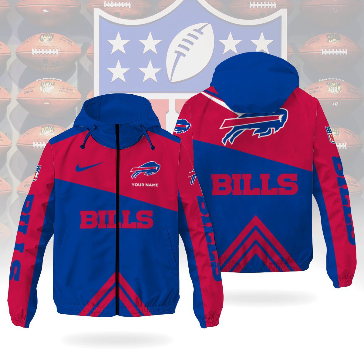 Buffalo Bills NFL Custom Windbreaker Outdoor Jacket Sport Fan Gift