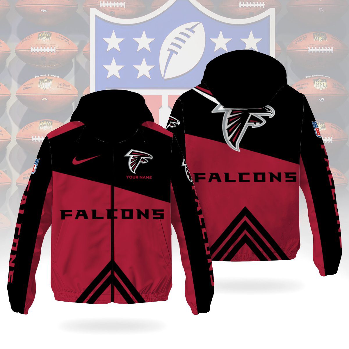 Atlanta Falcons NFL Custom Windbreaker Outdoor Jacket Sport Fan Gift