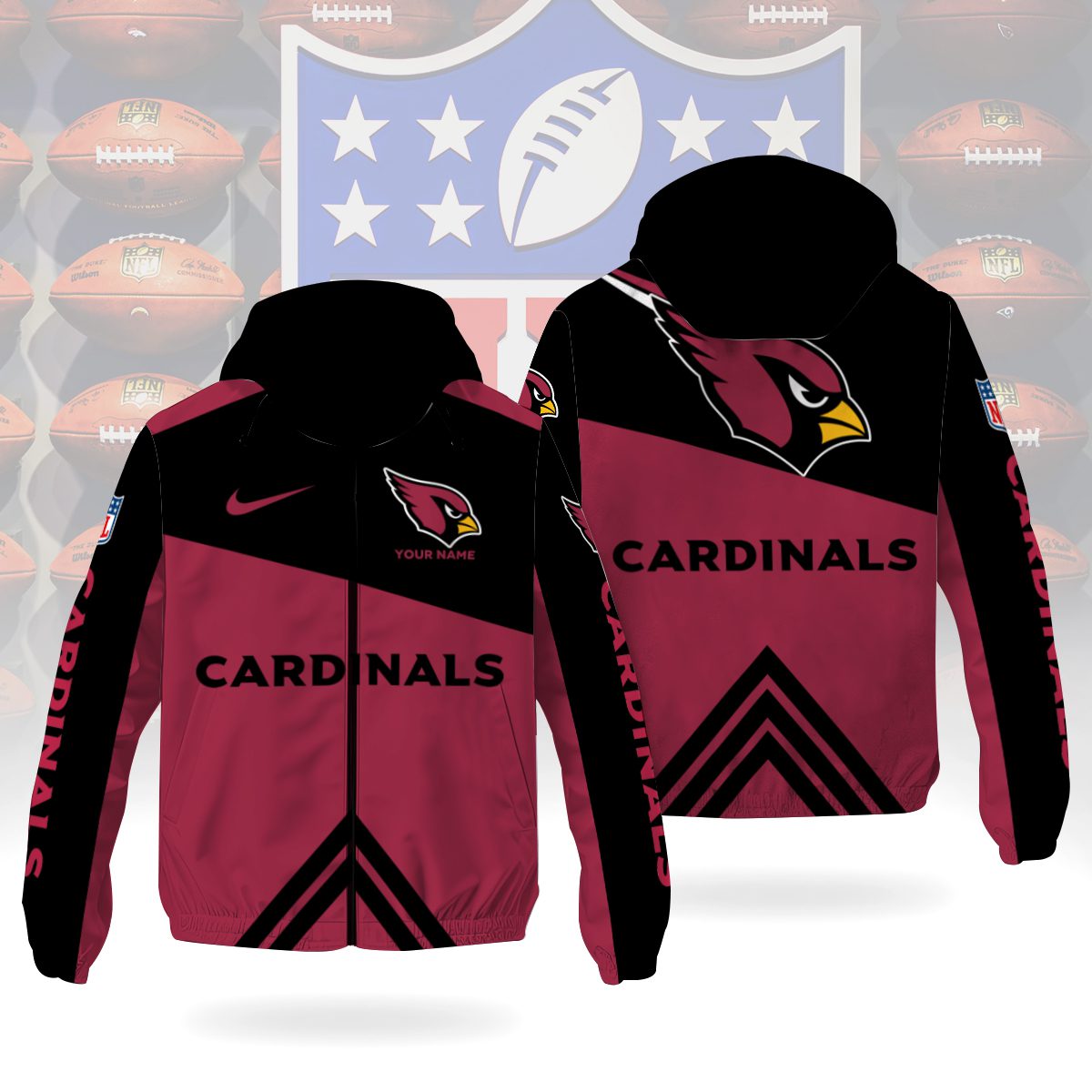 Arizona Cardinals NFL Custom Windbreaker Outdoor Jacket Sport Fan Gift