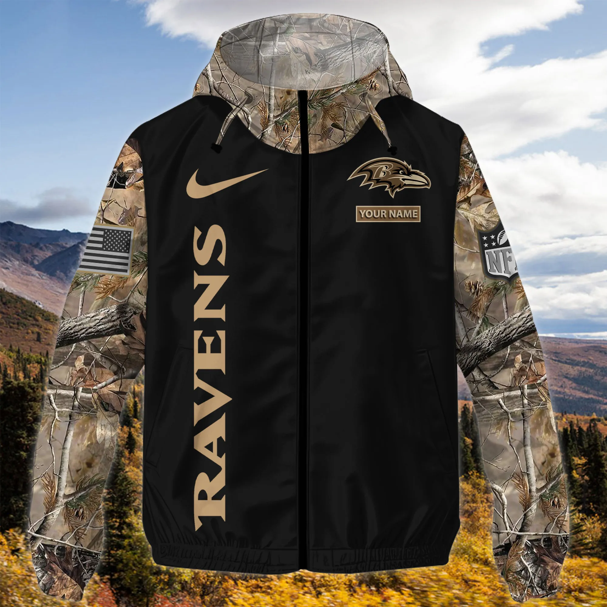 Baltimore Ravens Personalized Hunting Outdoor Jacket