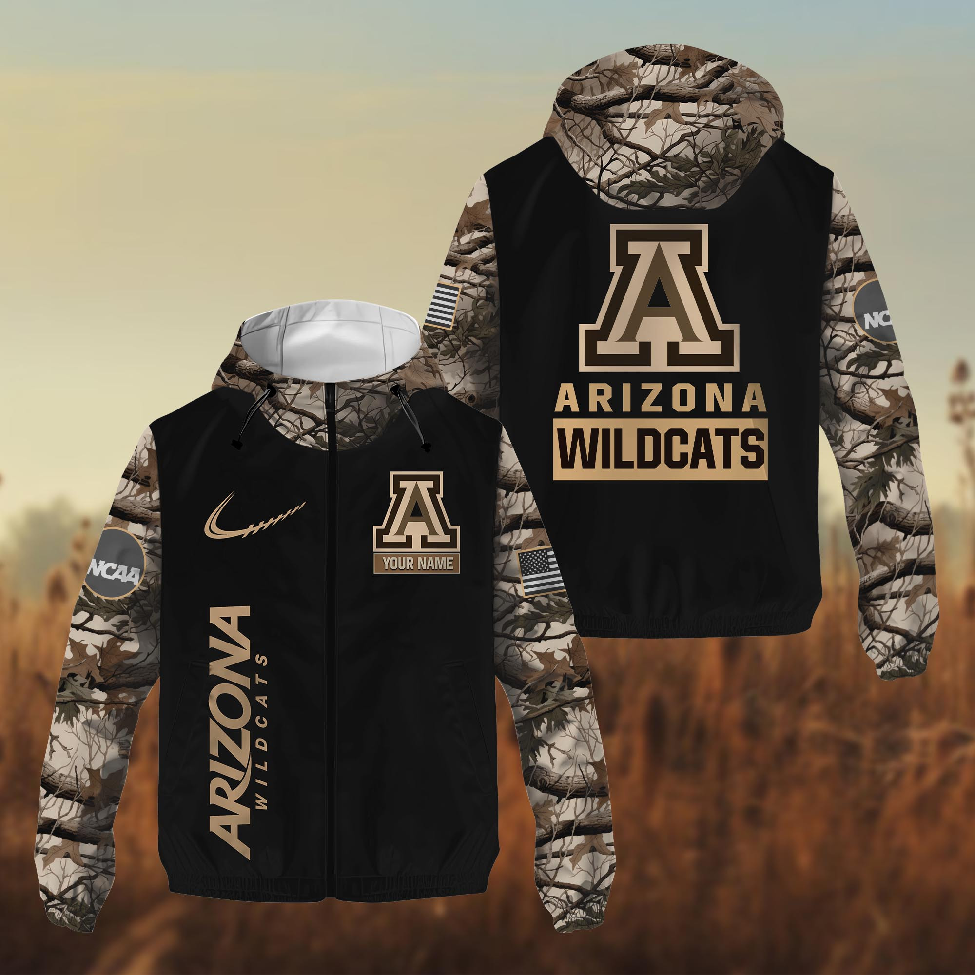 Arizona Wildcats Hunting Outdoor Windbreaker Jacket