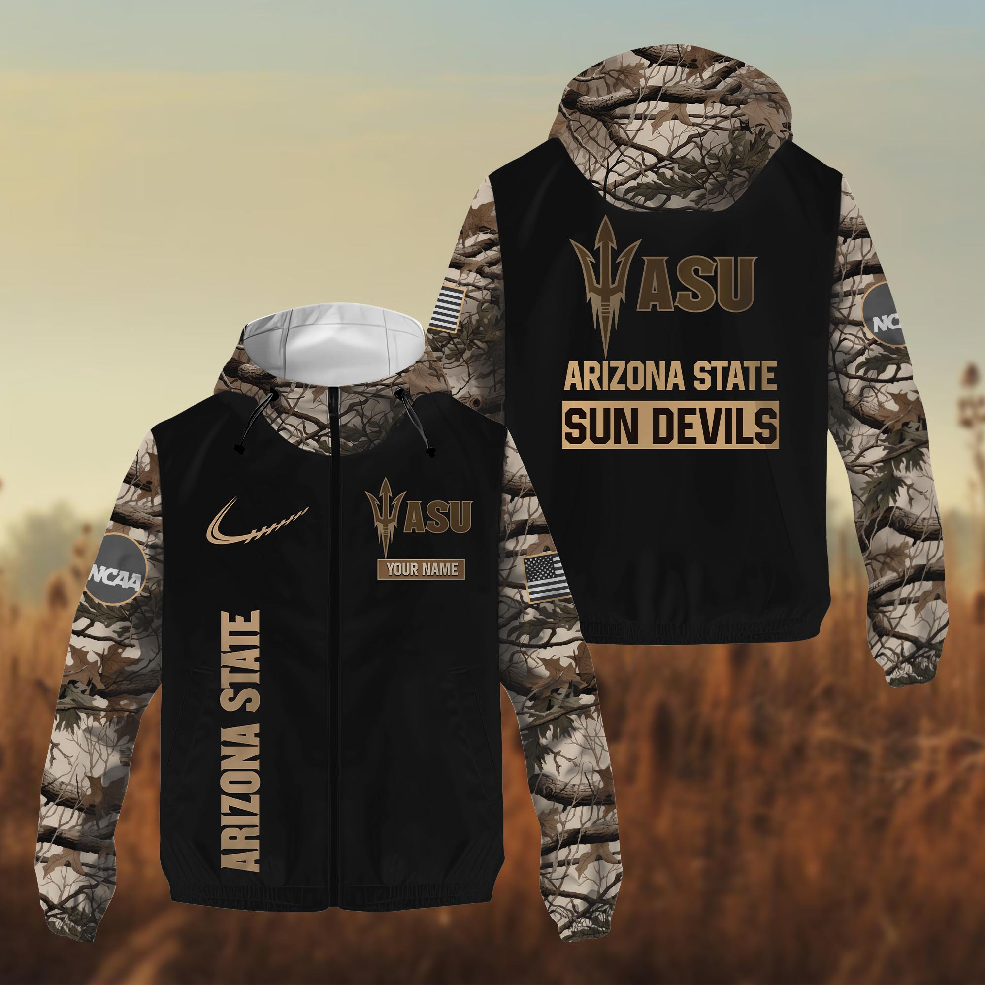 Arizona State Sun Devils Hunting Outdoor Windbreaker Jacket