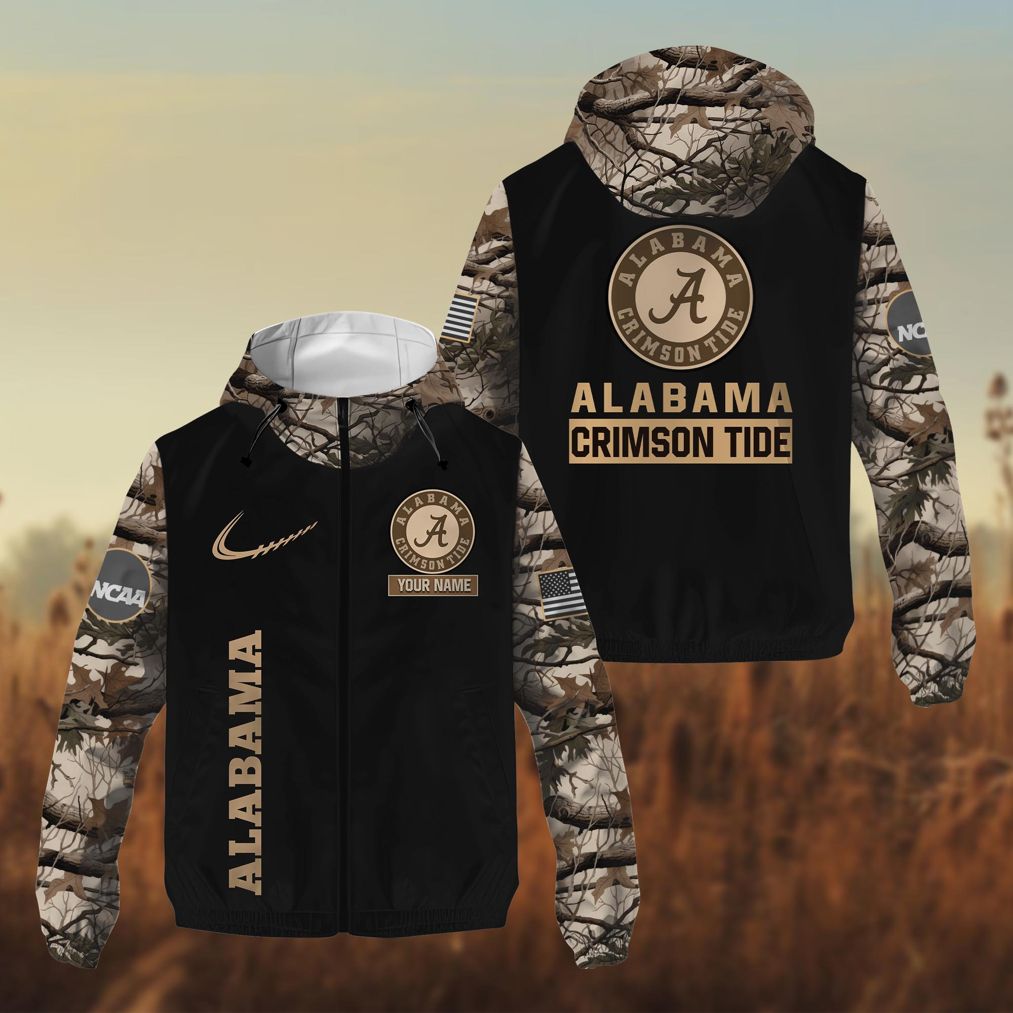 Alabama Crimson Tide Hunting Outdoor Windbreaker Jacket