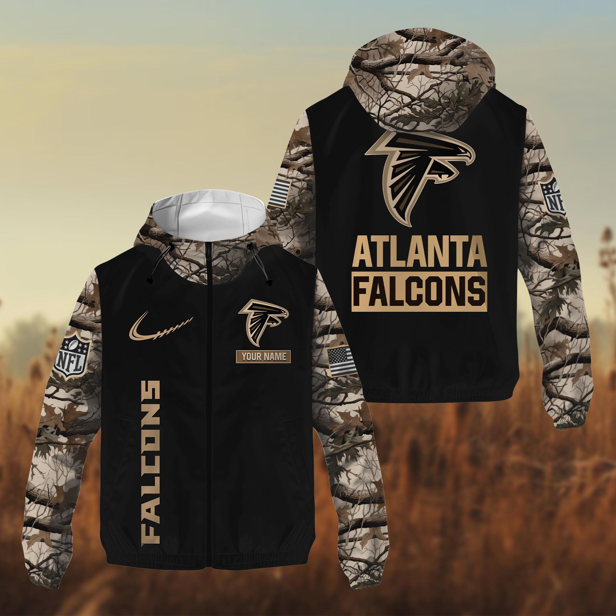 Atlanta Falcons Hunting Camo Windbreaker Jacket