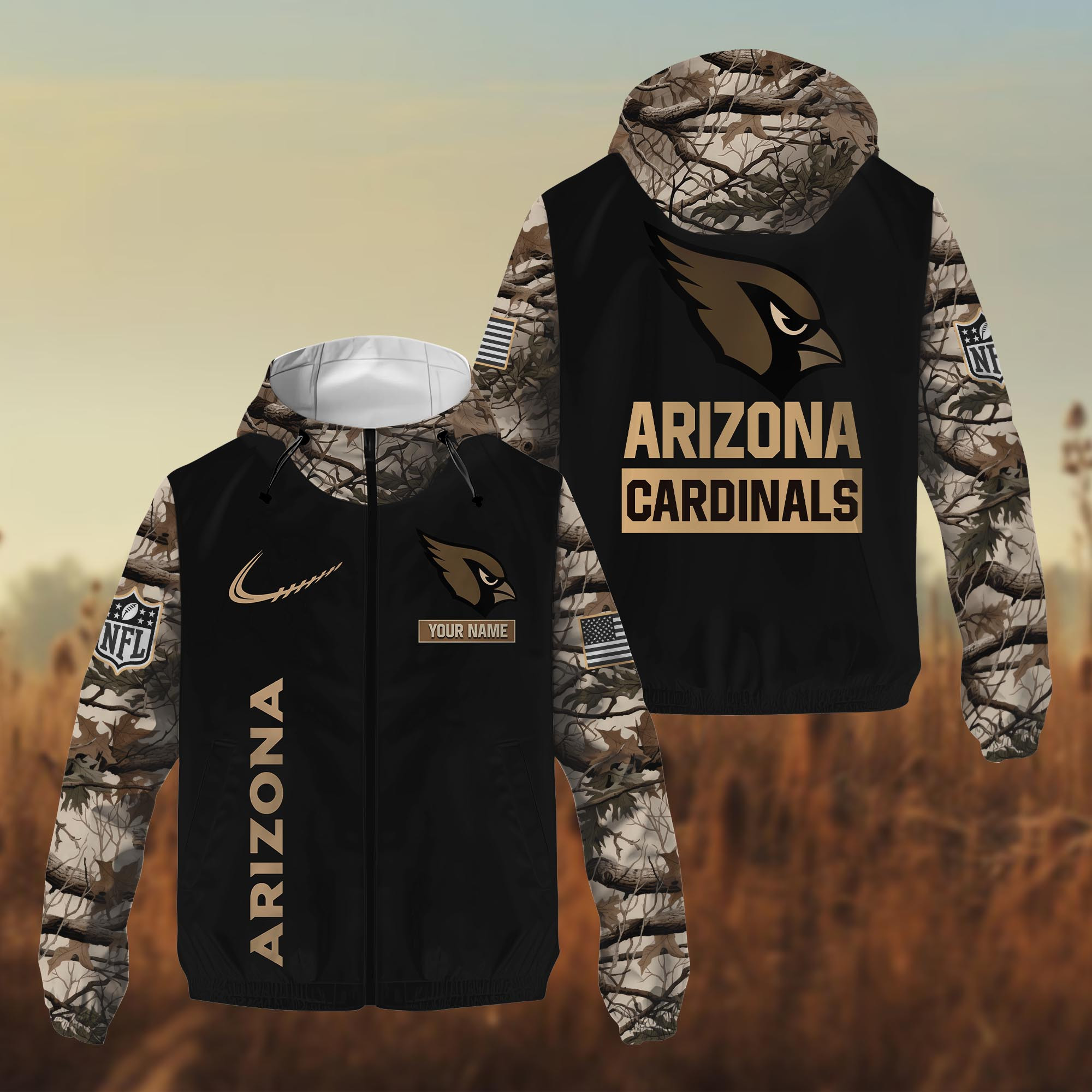 Arizona Cardinals Hunting Camo Windbreaker Jacket
