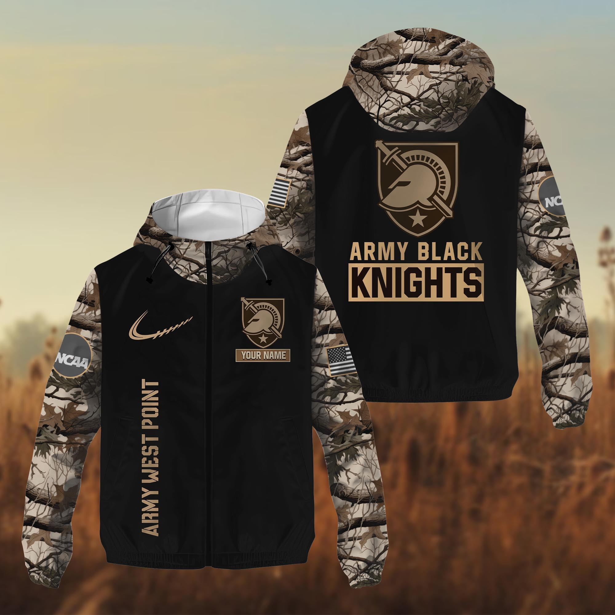 Army Black Knights Hunting Outdoor Windbreaker Jacket