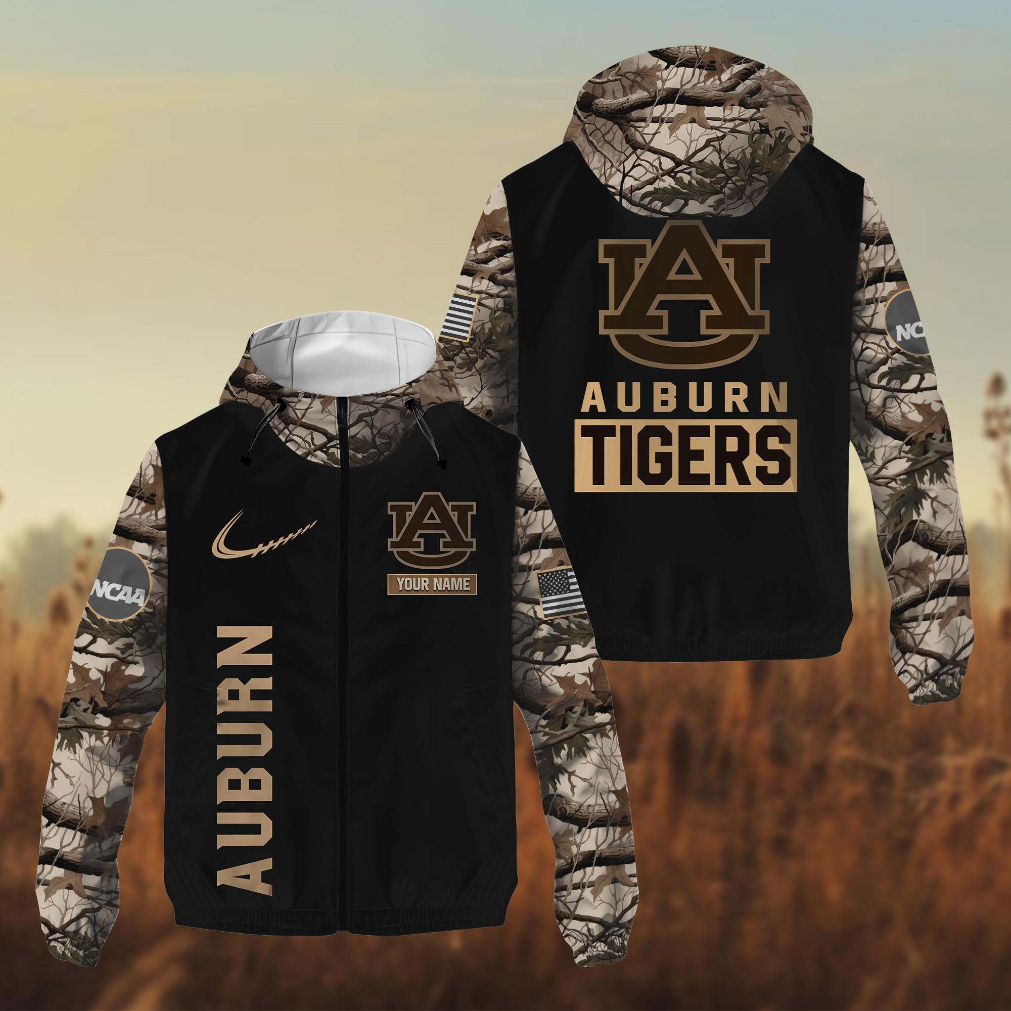 Auburn Tigers Hunting Camo Windbreaker Jacket 