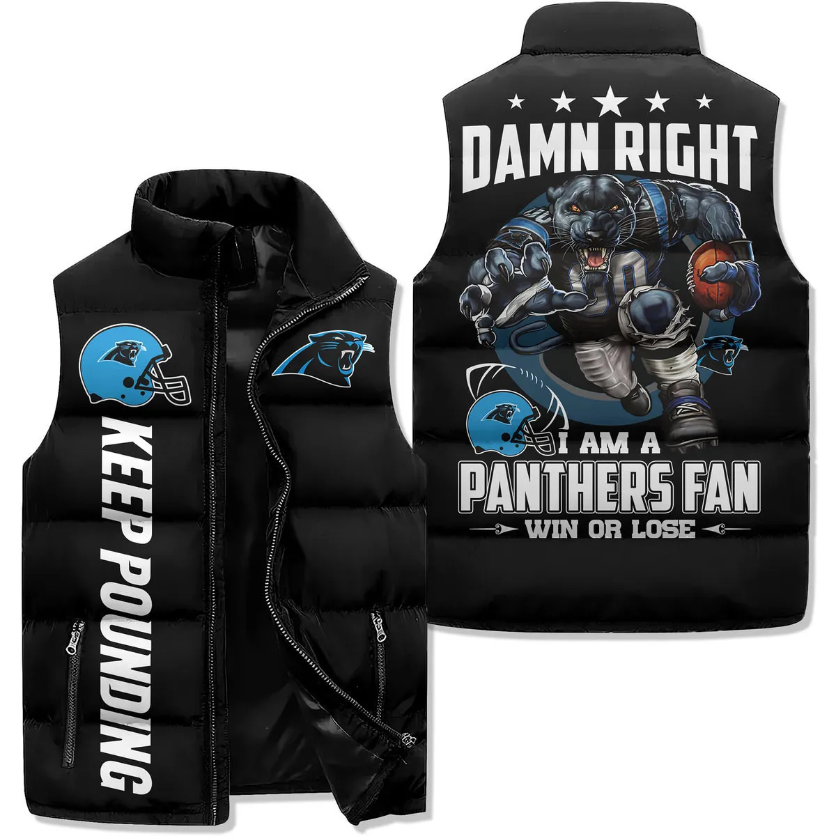 Carolina Panthers Premium Sleeveless Puffer Jacket New Collection