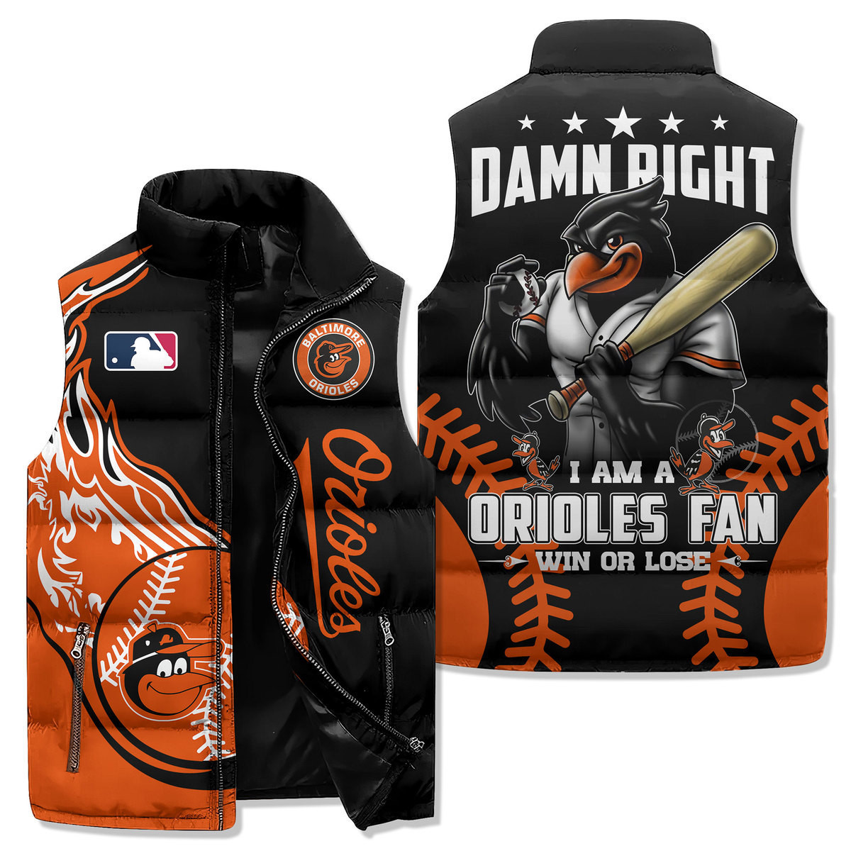Baltimore Orioles Premium Sleeveless Puffer Jacket New Collection