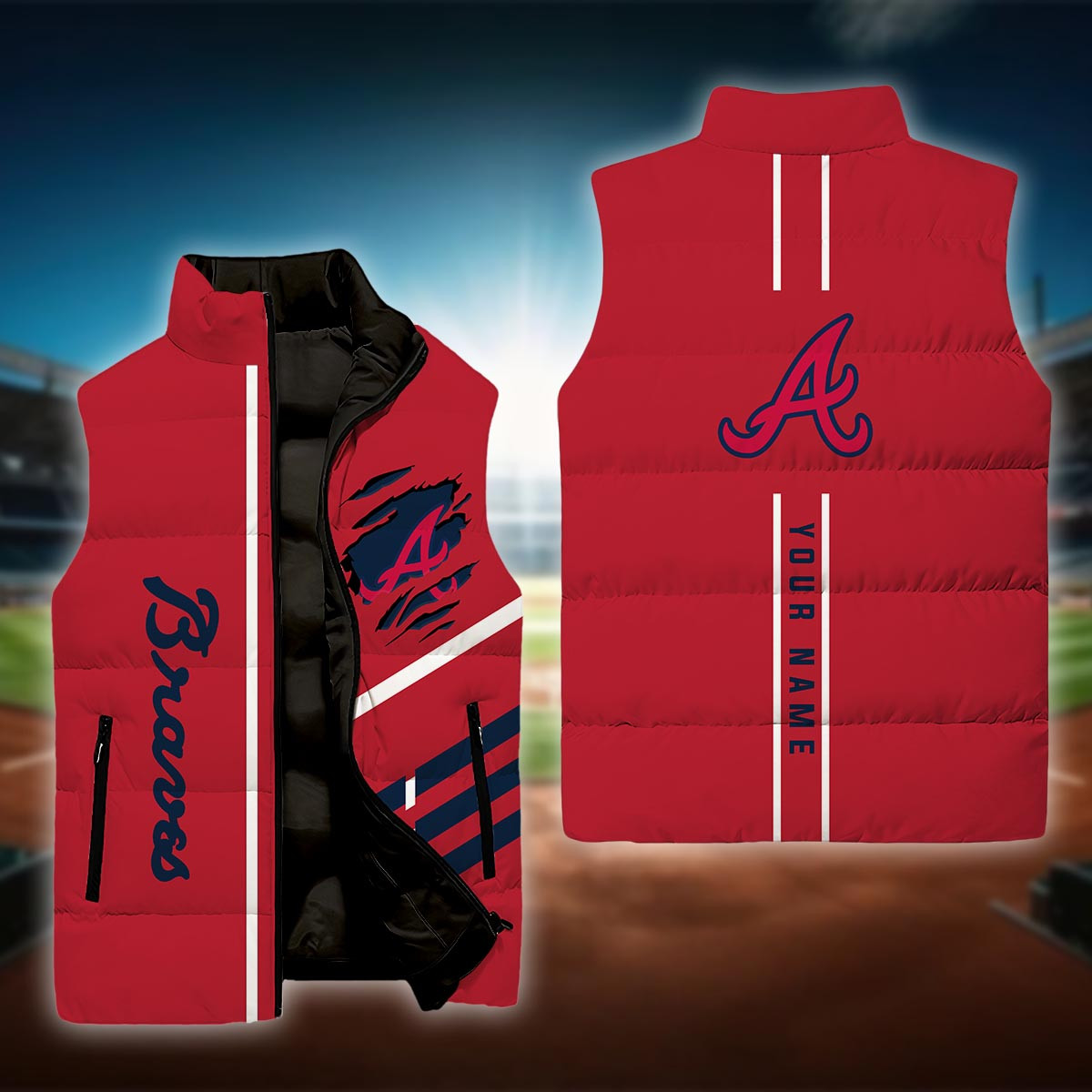 Atlanta Braves Sleeveless Down Puffer Jacket
