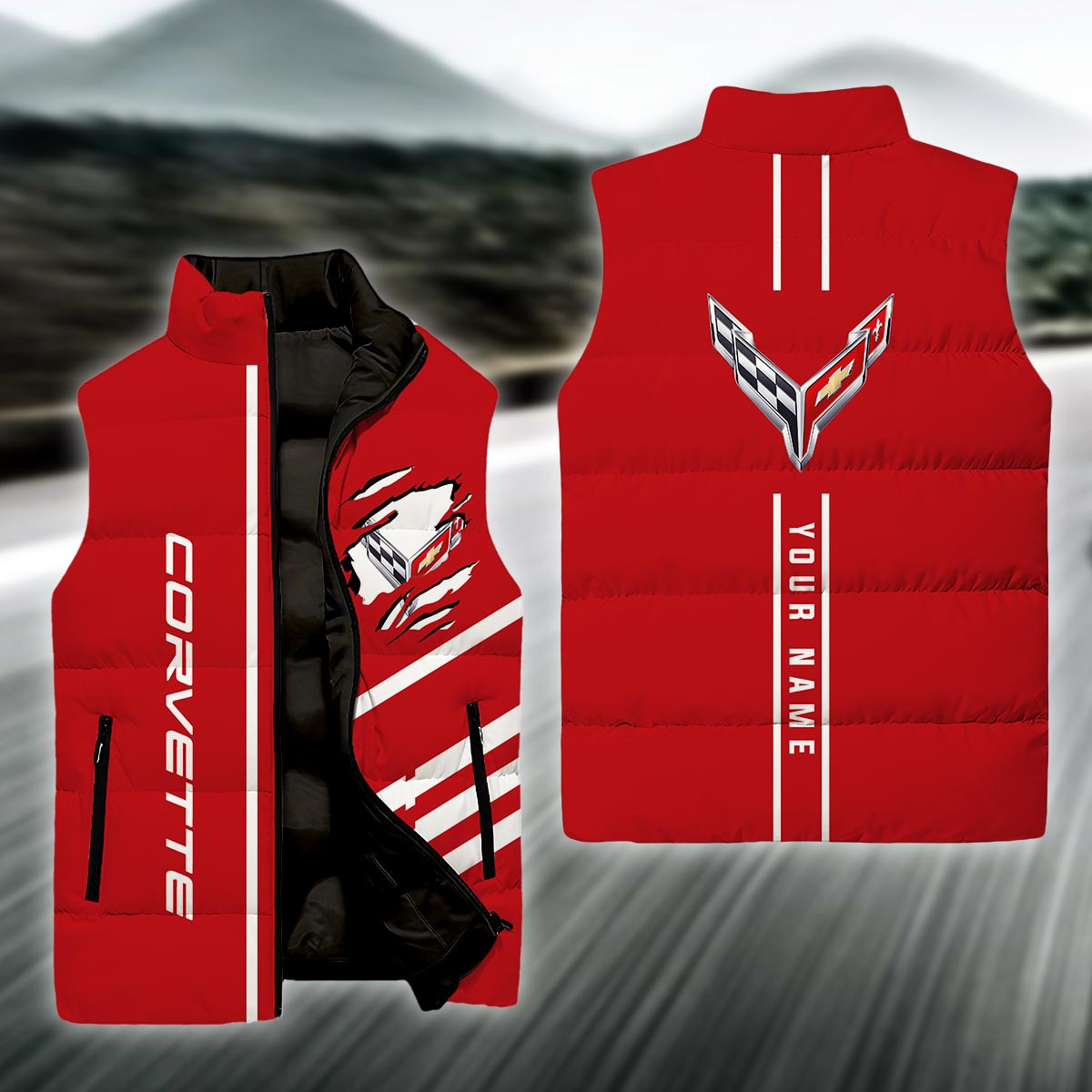 Chevrolet Corvette Sleeve Down Puffer Jacket For Men