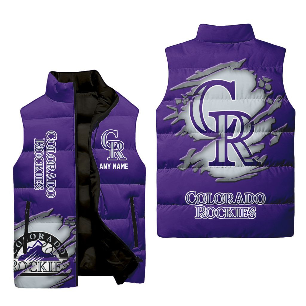 Colorado Rockies Personalized Name Sleeveless Puffer Jacket
