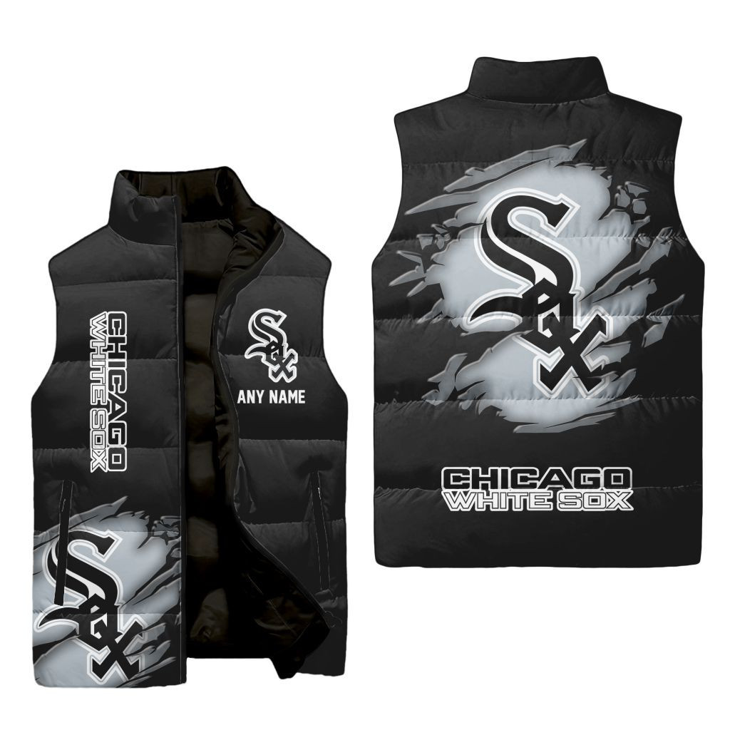 Chicago White Sox Personalized Name Sleeveless Puffer Jacket