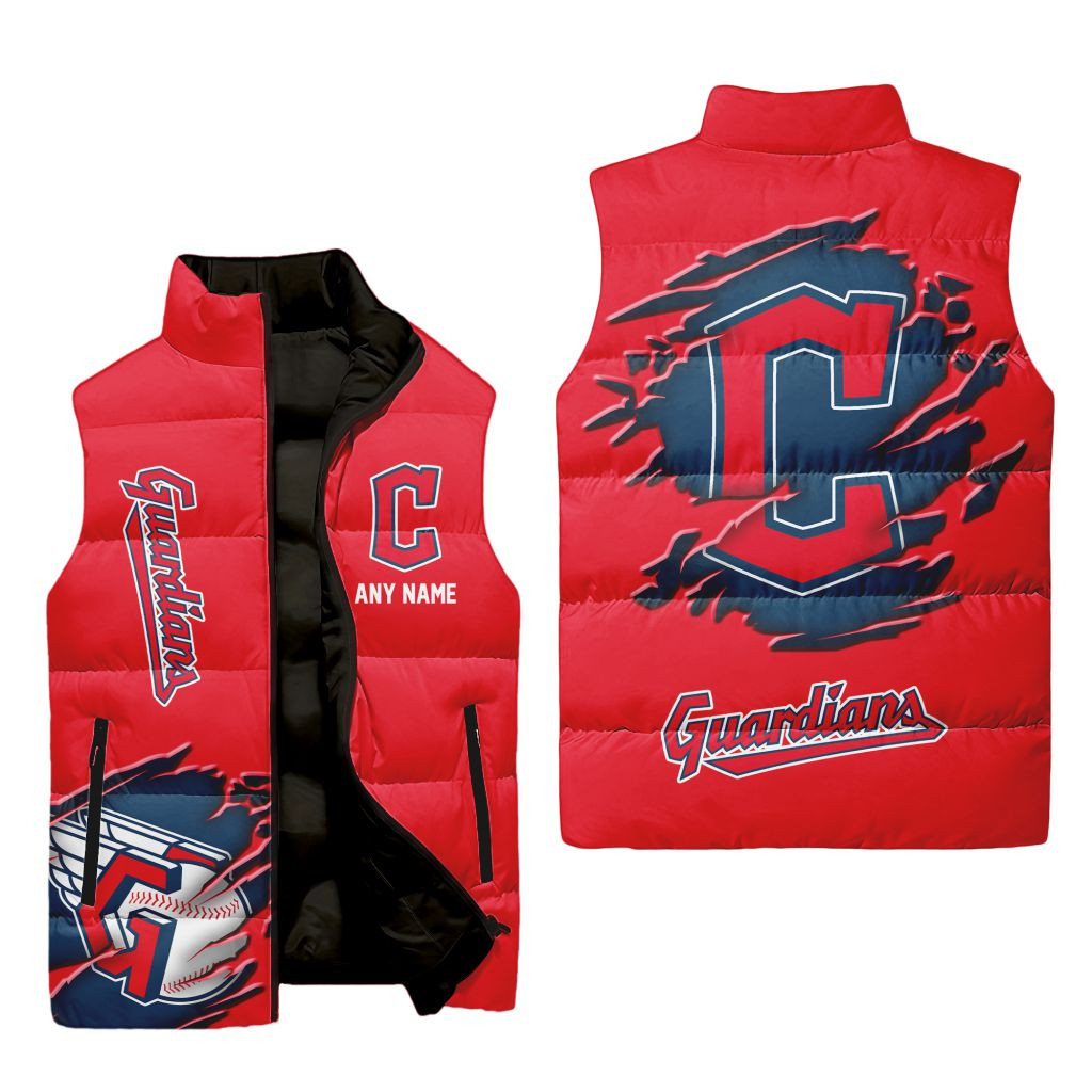 Cleveland Guardians Personalized Name Sleeveless Puffer Jacket