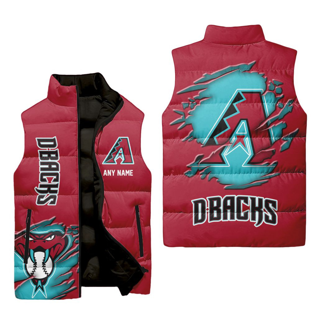Arizona Diamondbacks Personalized Name Sleeveless Puffer Jacket