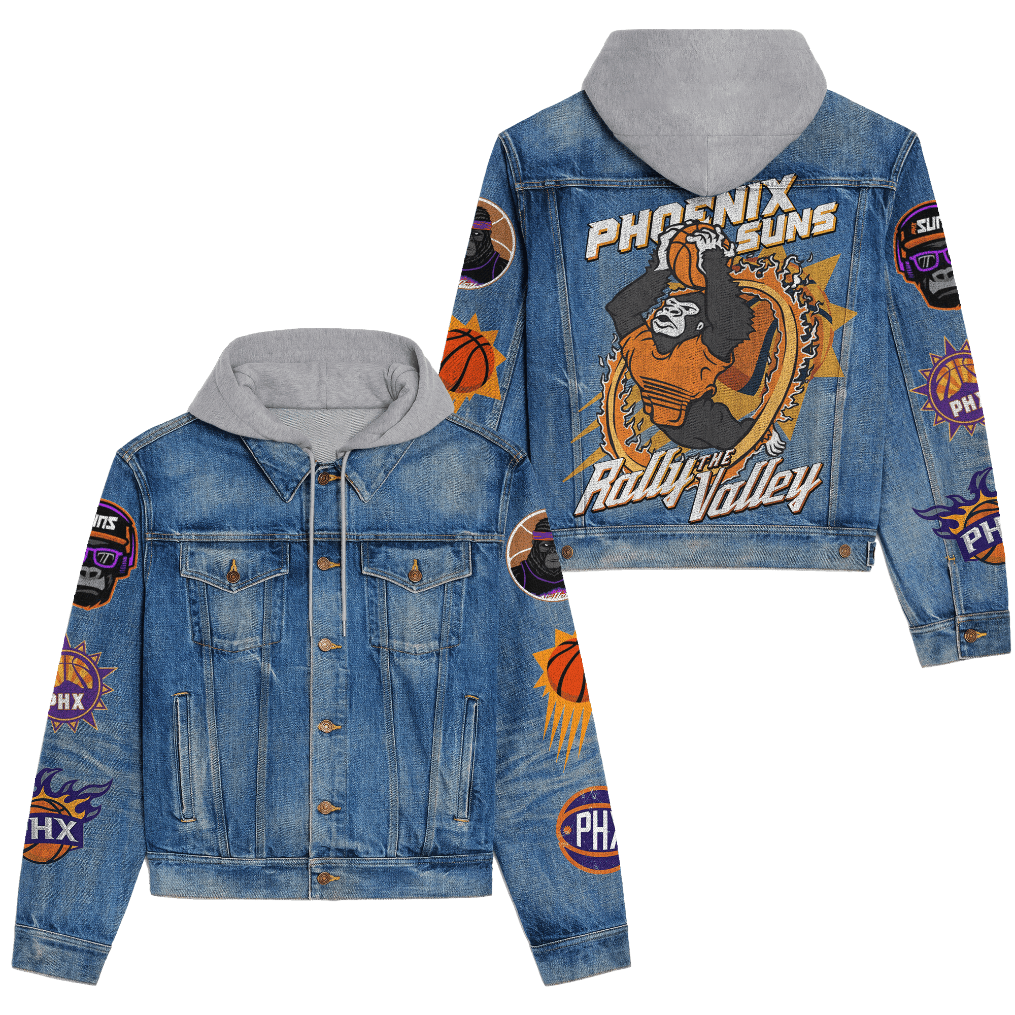 Phoenix Suns Premium Hooded Denim Jacket New Collection