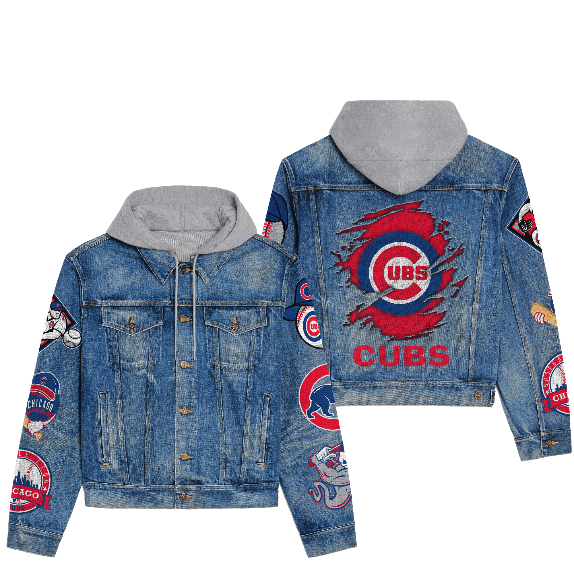 Chicago Cubs Premium Hooded Denim Jacket For Men Women Collection Fall And Winter 2025