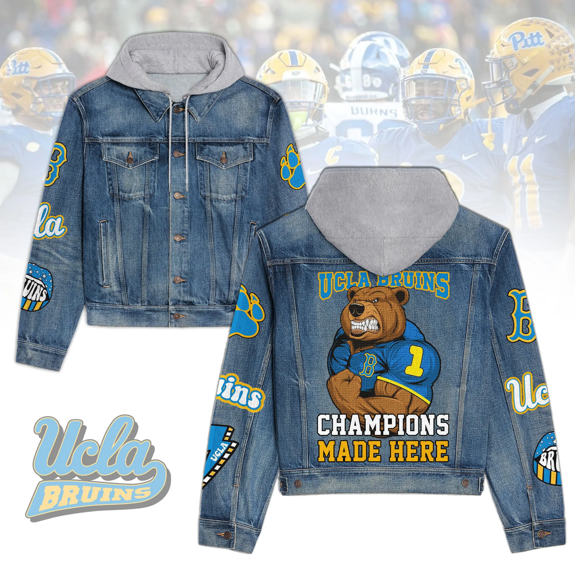 Ucla Bruins Premium Hooded Denim Jacket New Collection