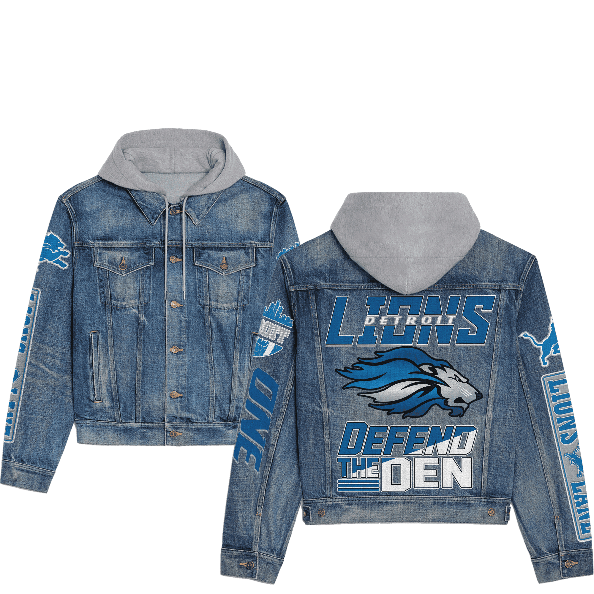 Detroit Lions Premium Fall Fashion Denim Jackets For Men WomenPremium Sports Style Jacket For Fans