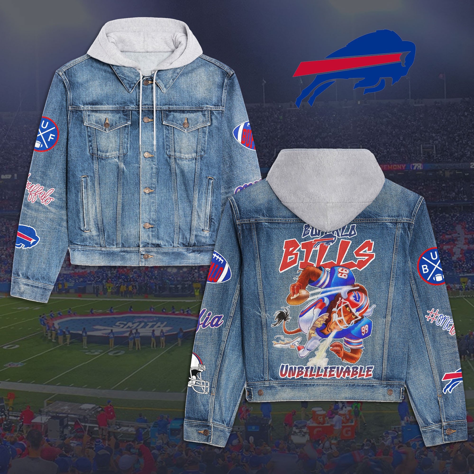 Buffalo Bills Premium Hooded Denim Jacket For Men Women Collection Fall And Winter 2025