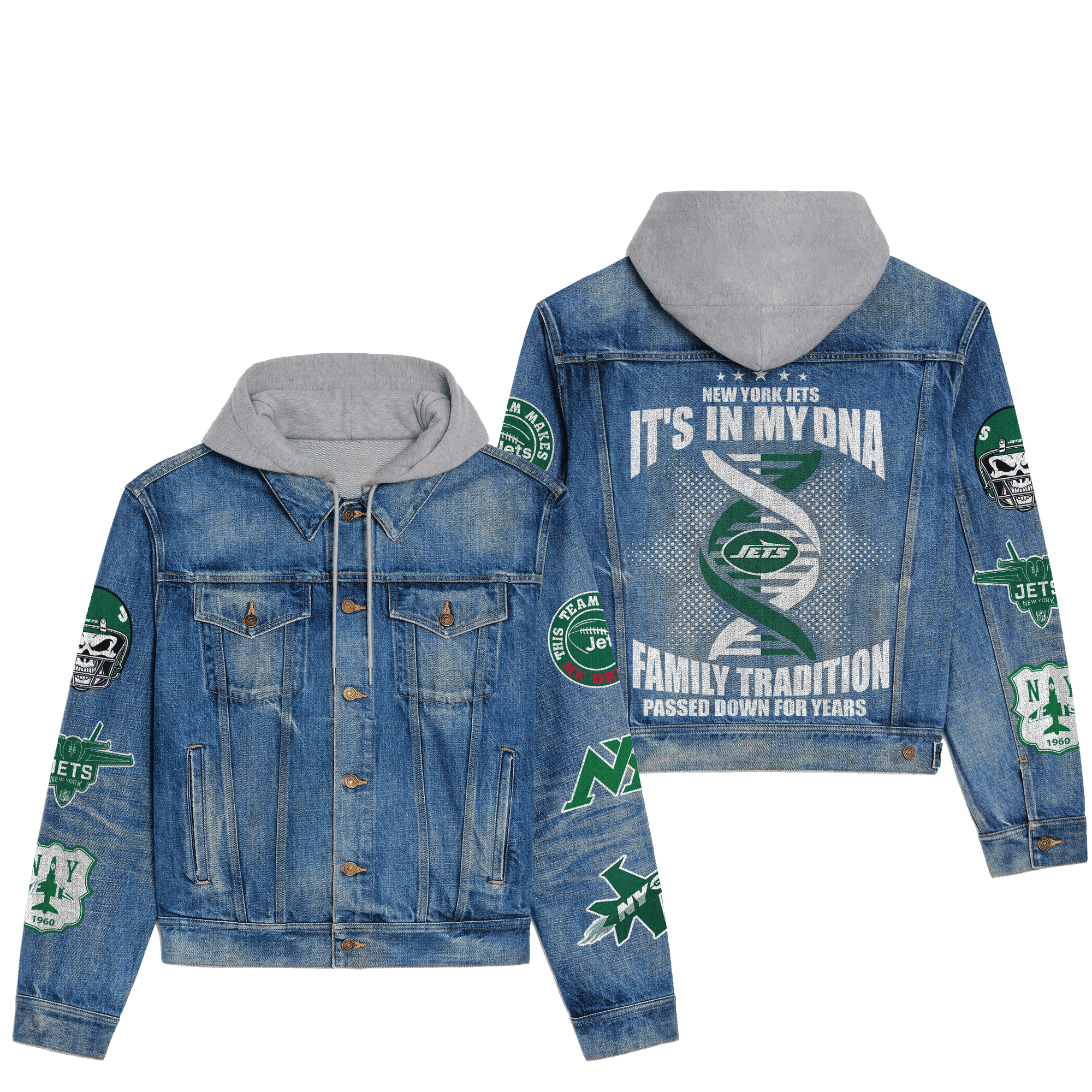 New York Jets Premium Back To School Hooded Denim Jackets 2025 New Collection