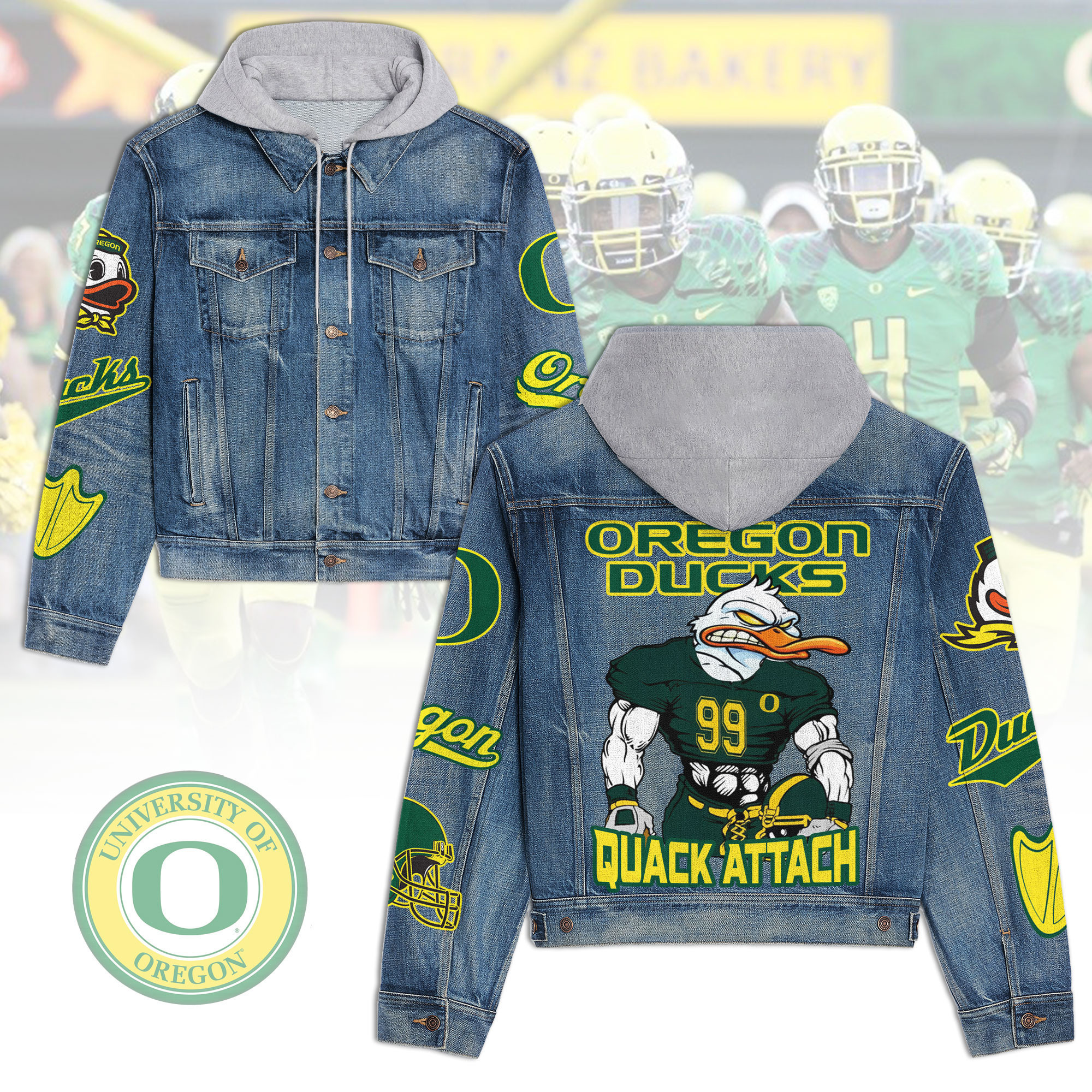 Oregon Ducks Premium Back To School Hooded Denim Jackets 2025 New Collection