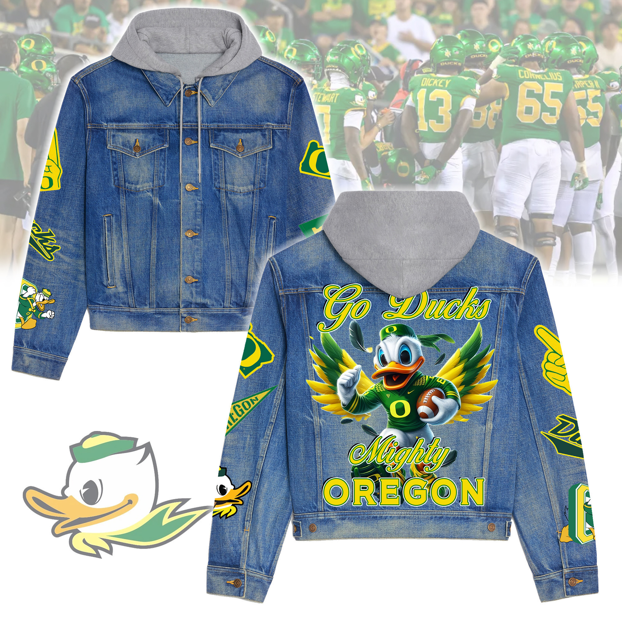 Oregon Ducks Premium Casual Fall Hooded Denim Jackets For Men Women New Collection