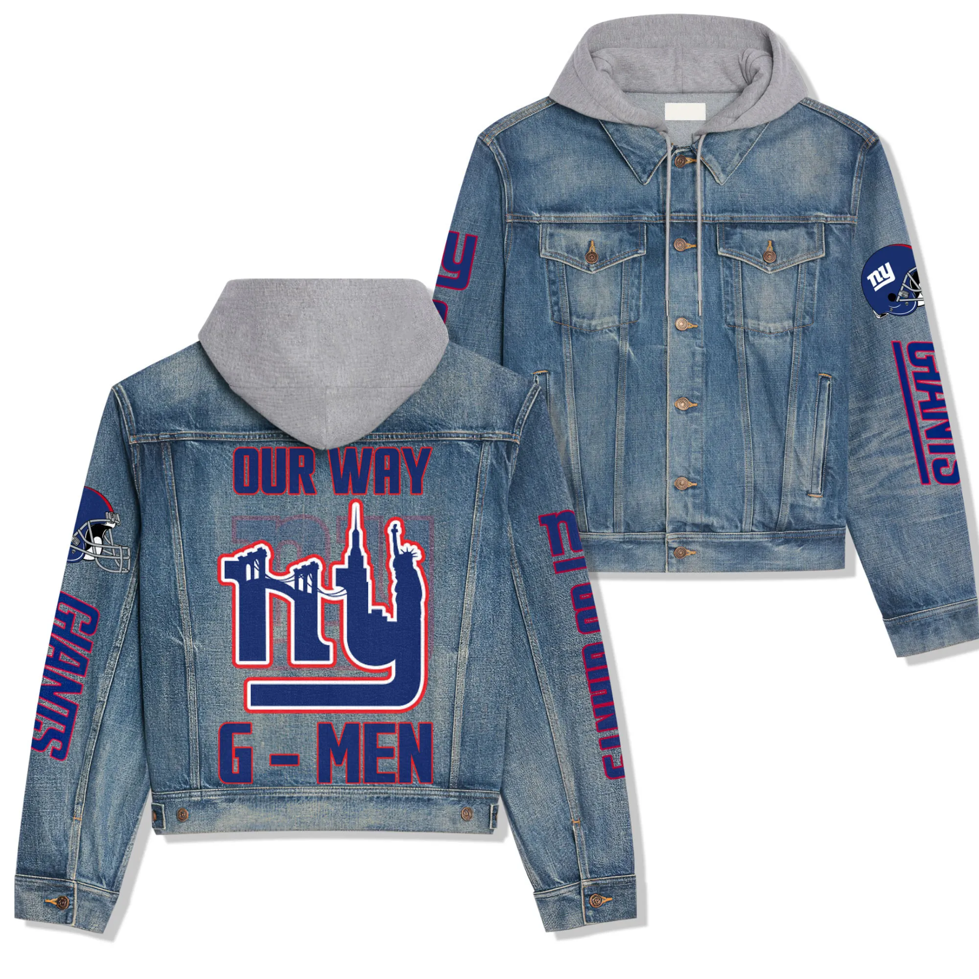 New York Giants Premium Hooded Denim Jacket For Men Women Collection Fall And Winter 2025