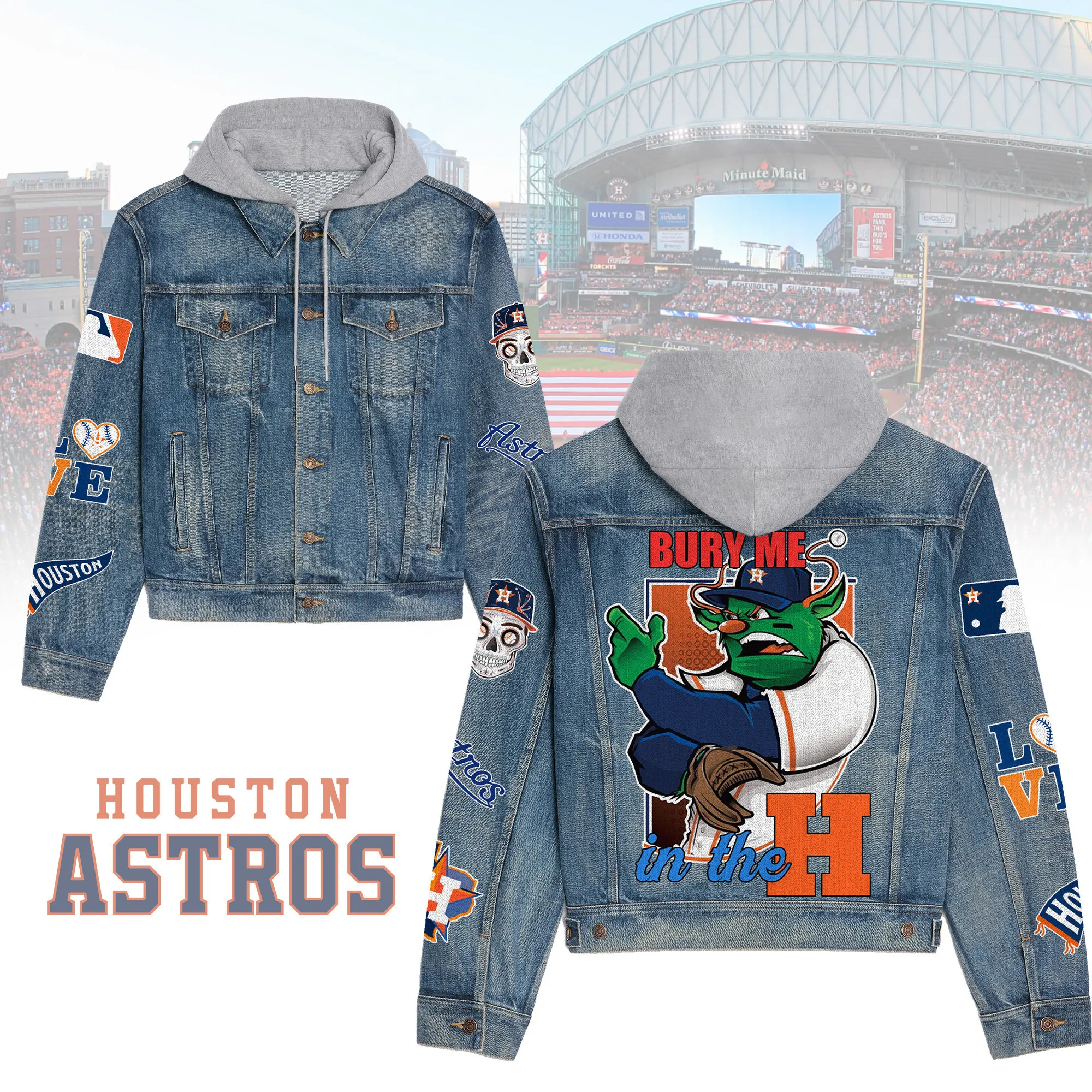 Houston Astros Premium Hooded Denim Jacket For Men Women Collection Fall And Winter 2025