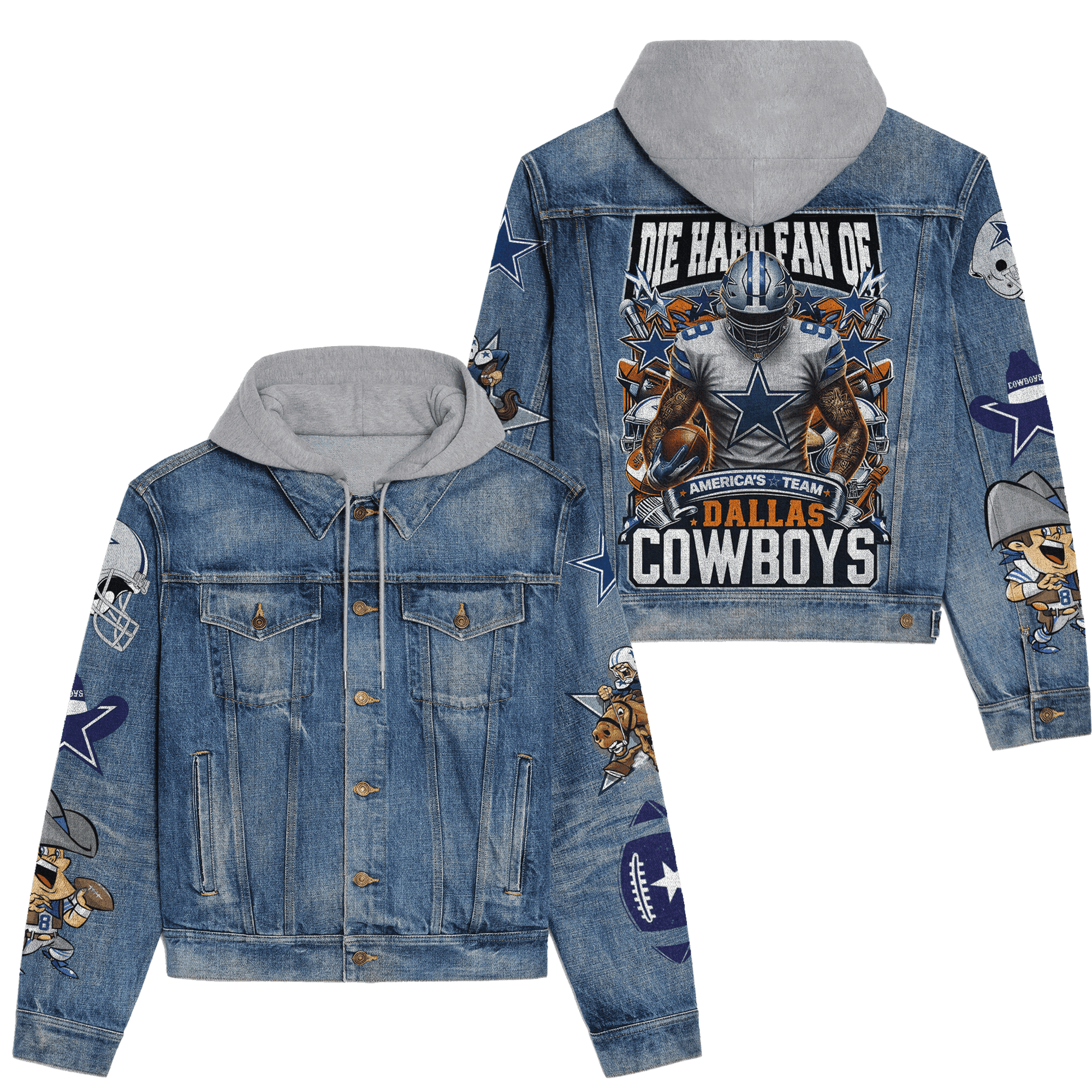 Dallas Cowboys Premium Hooded Denim Jacket Cozy Fall Outerwear 2025 For Men Women