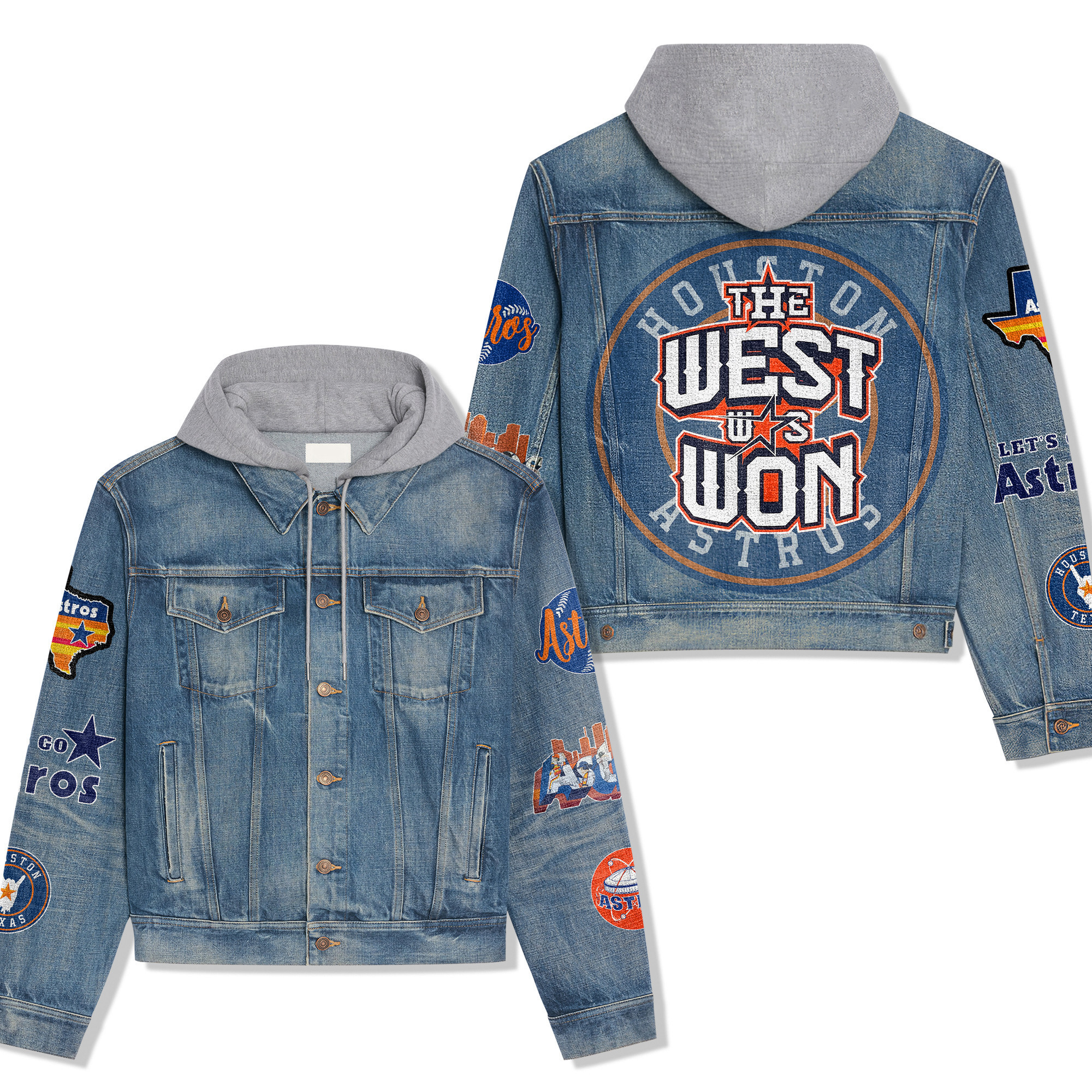 Houston Astros Premium Hooded Denim Jacket For Men Women Fall And Winter 2025 Styles