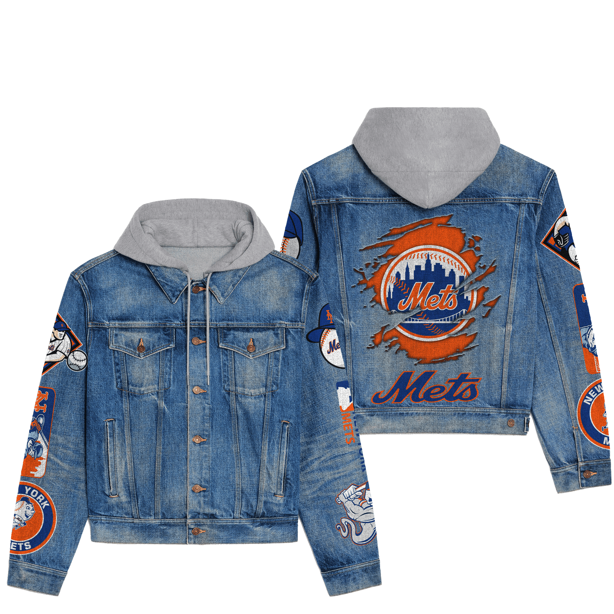 New York Mets Premium Hooded Denim Jacket For Men Women Collection Fall And Winter 2025