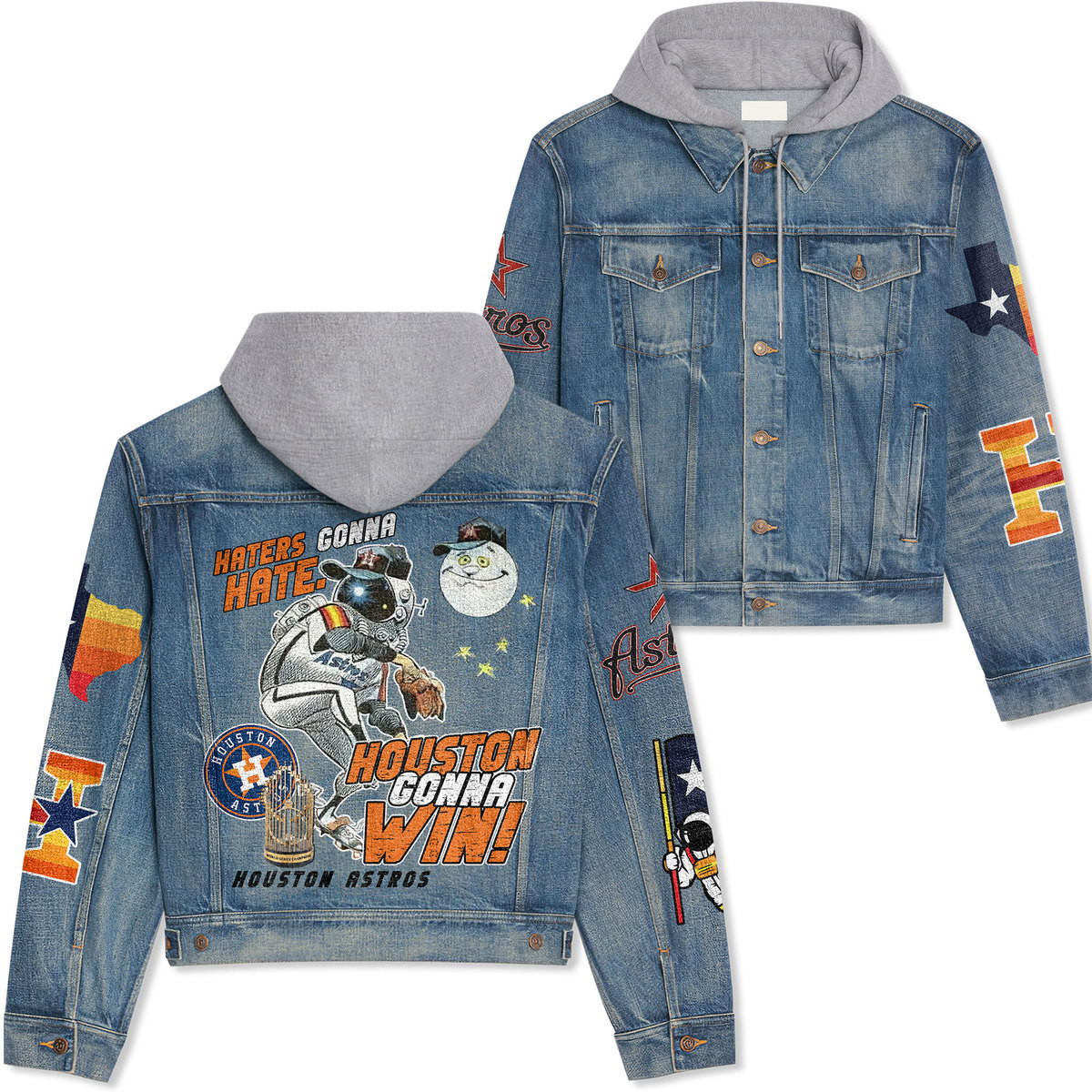 Houston Astros Premium Hooded Denim Jacket  Affordable Fall Denim Jackets 2025