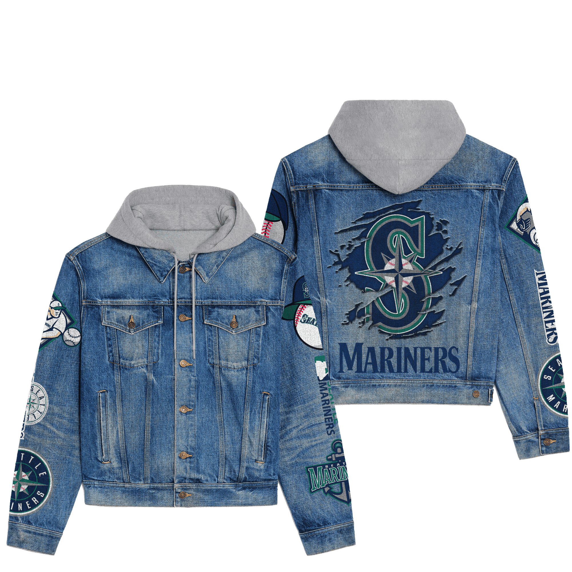 Seate Mariners Premium Hooded Denim Jacket For Men Women Collection Fall And Winter 2025