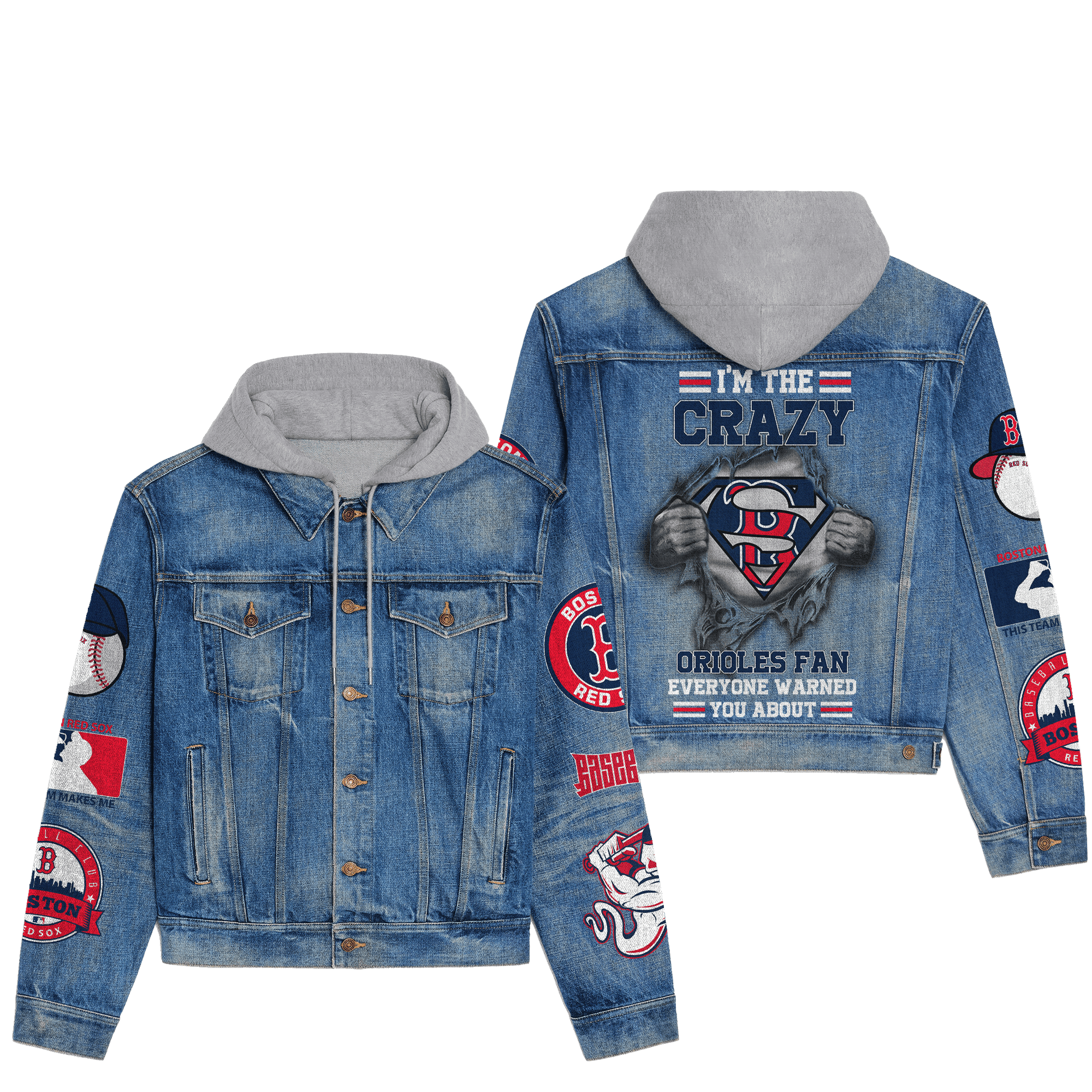 Boston Red Sox Premium Hooded Denim Jacket For Men Women Collection Fall And Winter 2025